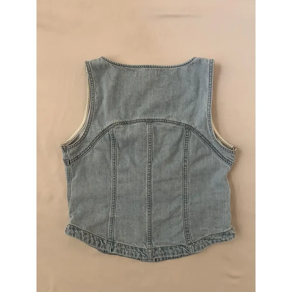 Madewell Fitted Blue Denim Vest Top Size 10